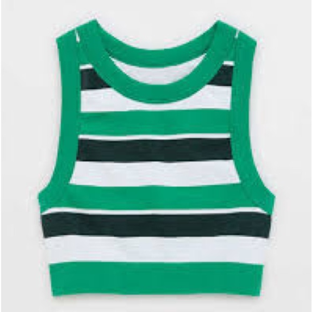 OFFLINE by Aerie Seamless High Neck Sports Bra in Deep Forest Green